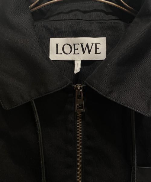 LOEWE（ロエベ）LOEWE (ロエベ) アナグラムロゴレザーパッチ コットン フーデッドジャケット ブラック サイズ:50の古着・服飾アイテム