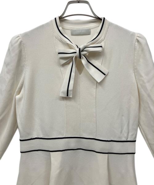 CELFORD（セルフォード）CELFORD (セルフォード) ボウタイニットワンピース ホワイト サイズ:38の古着・服飾アイテム