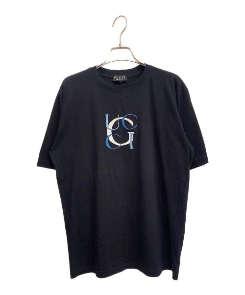 GUCCI（グッチ）GUCCI (グッチ) ロゴ刺繍Tシャツ ネイビー サイズ:Lの古着・服飾アイテム