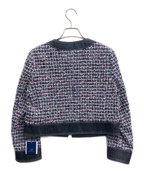 M Maglie le cassetto（エム マーリエ ル カセット）M Maglie le cassetto (エム マーリエ ル カセット) デニムファンシーツイードジャケット ネイビー サイズ:7 未使用品の古着・服飾アイテム