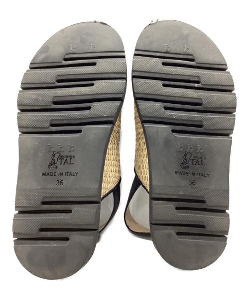 luca grossi（ルカグロッシ）luca grossi (ルカグロッシ) ラフィア ベルトサンダル ベージュ×ブラック サイズ:SIZE 36の古着・服飾アイテム