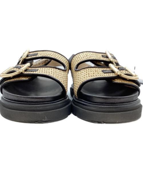 luca grossi（ルカグロッシ）luca grossi (ルカグロッシ) ラフィア ベルトサンダル ベージュ×ブラック サイズ:SIZE 36の古着・服飾アイテム