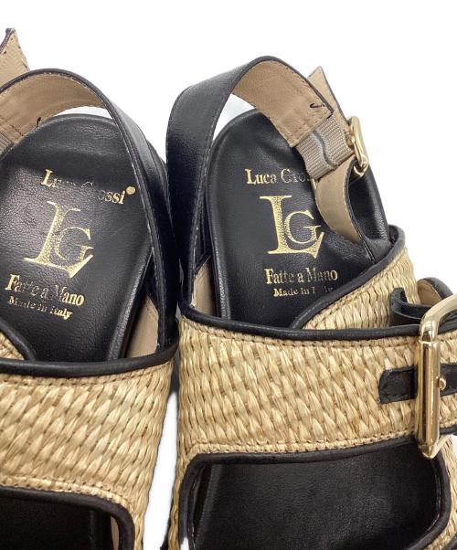 luca grossi（ルカグロッシ）luca grossi (ルカグロッシ) ラフィア ベルトサンダル ベージュ×ブラック サイズ:SIZE 36の古着・服飾アイテム
