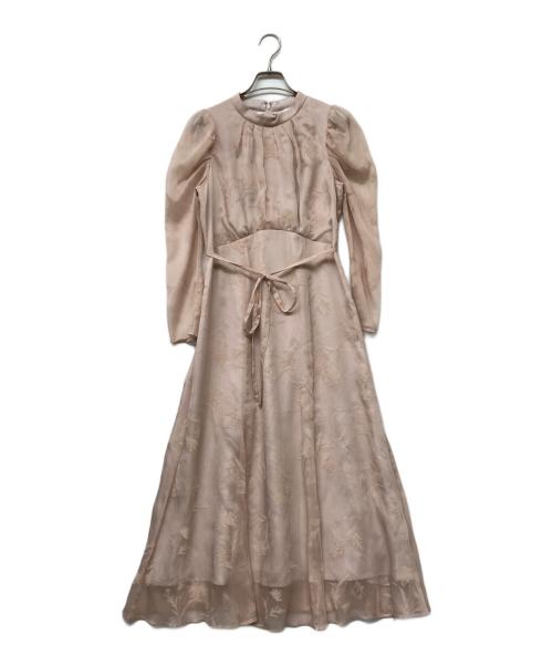 JUSGLITTY（ジャスグリッティー）JUSGLITTY (ジャスグリッティー) フロッキープリントワンピース ピンク サイズ:size1 未使用品の古着・服飾アイテム