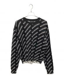 BALENCIAGA（バレンシアガ）の古着「All-over logo knit(オールオーバーロゴニット)/総柄ニット」｜ブラック