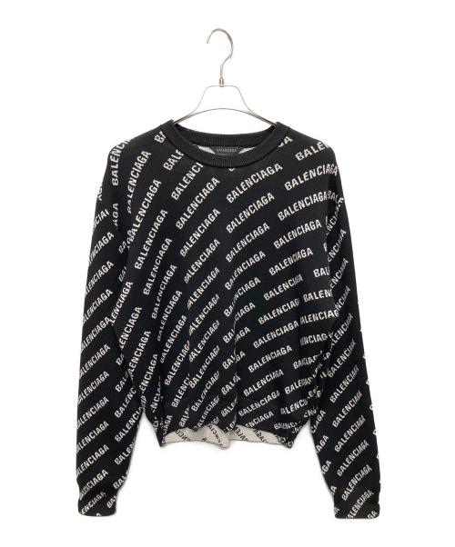 BALENCIAGA（バレンシアガ）BALENCIAGA (バレンシアガ) All-over logo knit(オールオーバーロゴニット)/総柄ニット ブラック サイズ:Lの古着・服飾アイテム