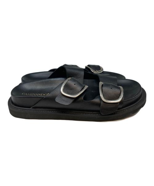 Caminando（カミナンド）Caminando (カミナンド) DOUBLE BUCKLE SANDALS ブラック サイズ:SIZE 8の古着・服飾アイテム