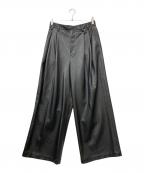 ZARA×MAISON SPECIALザラ×メゾンスペシャル）の古着「Fake Leather Wide Leg Pants(フェイク レザー ワイド レッグ パンツ)」｜ブラック