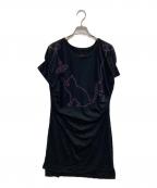 Vivienne Westwood RED LABELヴィヴィアンウエストウッドレッドレーベル）の古着「オーブ猫プリント半袖ワンピース」｜ブラック