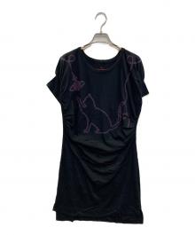 Vivienne Westwood RED LABEL（ヴィヴィアンウエストウッドレッドレーベル）の古着「オーブ猫プリント半袖ワンピース」｜ブラック
