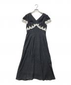 HER LIP TOハーリップトゥ）の古着「Polka-Dot Lace-Trim Dress」｜ブラック