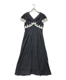 HER LIP TO（ハーリップトゥ）の古着「Polka-Dot Lace-Trim Dress」｜ブラック