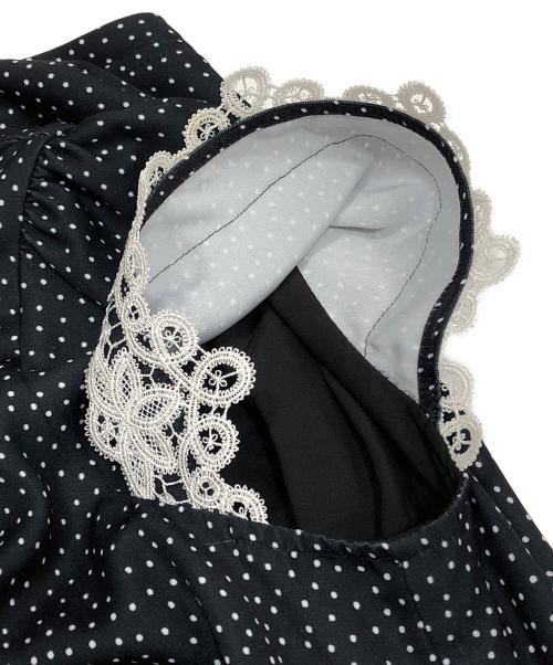 HER LIP TO（ハーリップトゥ）Her lip to (ハーリップトゥ) Polka-Dot Lace-Trim Dress ブラック サイズ:Mの古着・服飾アイテム