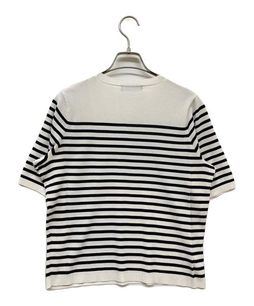 Aquascutum（アクアスキュータム）Aquascutum (アクアスキュータム) ニットT ホワイト×ブラック サイズ:8の古着・服飾アイテム