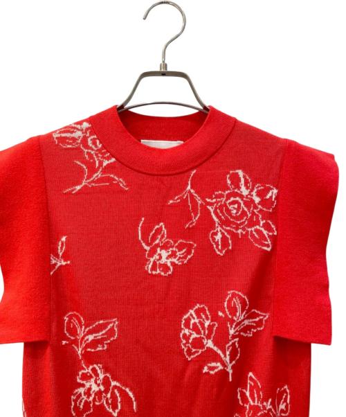 CLANE（クラネ）CLANE (クラネ) THIN FLOWER SQUARE SLEEVE KNIT レッド サイズ:1の古着・服飾アイテム