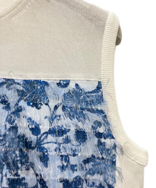 ANAYI（アナイ）ANAYI (アナイ) フランジャプリントノースリーブ プルオーバー ホワイト サイズ:SIZE 38の古着・服飾アイテム