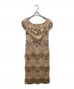 TADASHI SHOJIタダシ ショージ）の古着「オフショル フリンジ ワンピース」｜ベージュ