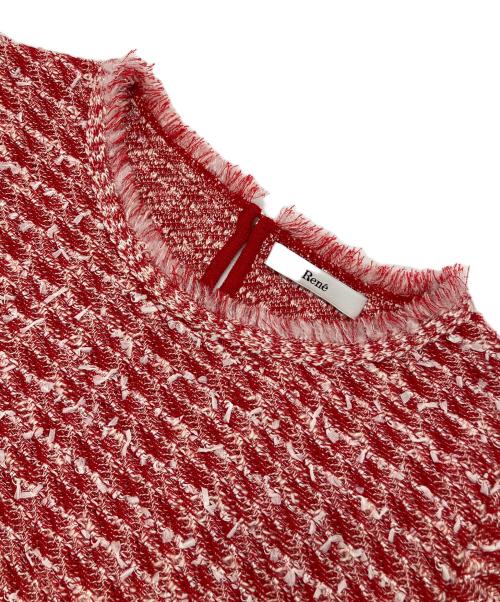 Rene（ルネ）Rene (ルネ) ツイードカットソー レッド サイズ:36の古着・服飾アイテム
