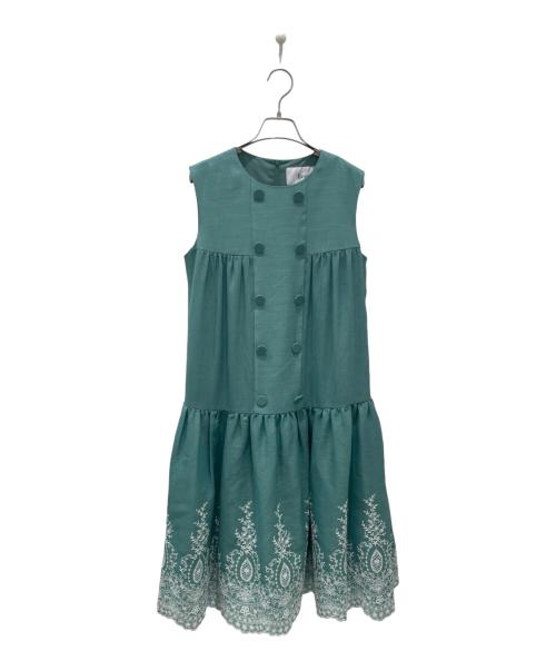 Rene（ルネ）Rene (ルネ) ノースリーブ刺繍ワンピース グリーン サイズ:36の古着・服飾アイテム