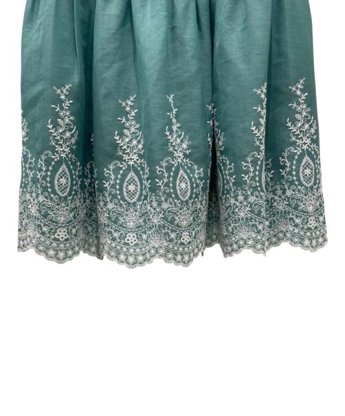 Rene（ルネ）Rene (ルネ) ノースリーブ刺繍ワンピース グリーン サイズ:36の古着・服飾アイテム