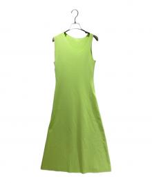 Mame Kurogouchi（マメクロゴウチ）の古着「Asymmetric Neck Knitted Dress/アシンメトリーノースリーブワンピース」｜ライトグリーン