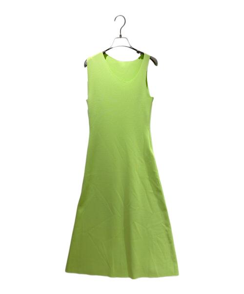 Mame Kurogouchi（マメクロゴウチ）Mame Kurogouchi (マメクロゴウチ) Asymmetric Neck Knitted Dress/アシンメトリーノースリーブワンピース ライトグリーン サイズ:1の古着・服飾アイテム