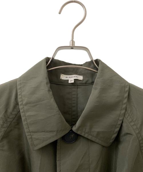 BLAMINK（ブラミンク）BLAMINK (ブラミンク) タフタレギュラーカラーロングコート オリーブ サイズ:36の古着・服飾アイテム
