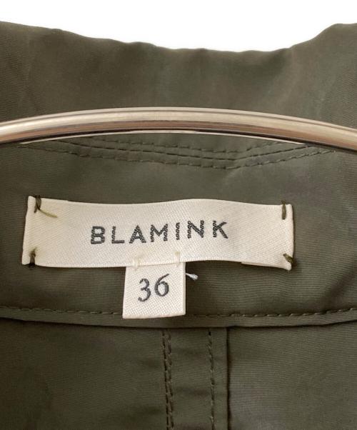 BLAMINK（ブラミンク）BLAMINK (ブラミンク) タフタレギュラーカラーロングコート オリーブ サイズ:36の古着・服飾アイテム