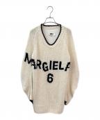MM6 Maison Margielaエムエムシックスメゾンマルジェラ）の古着「ロゴオーバーサイズニット」｜ベージュ