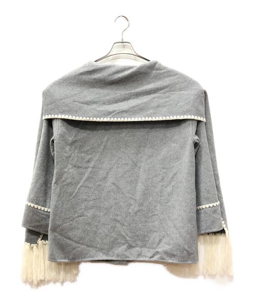 FRAY ID（フレイ アイディー）FRAY ID (フレイ アイディー) ブランケットフリンジコート グレー サイズ:SIZE 1の古着・服飾アイテム