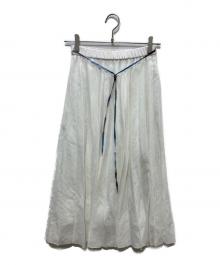 BLUE LABEL CRESTBRIDGE（ブルーレーベルクレストブリッジ）の古着「ガーゼライクツイルプリーツスカート」｜ホワイト