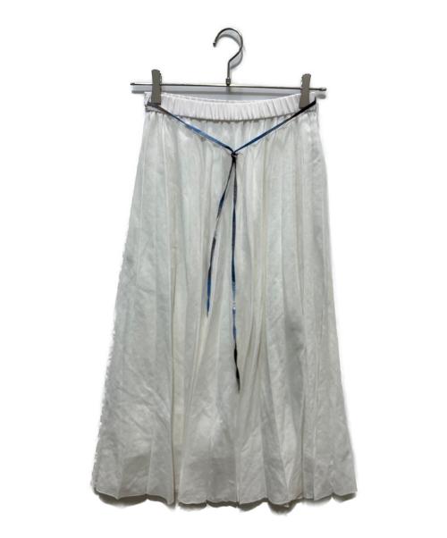 BLUE LABEL CRESTBRIDGE（ブルーレーベルクレストブリッジ）BLUE LABEL CRESTBRIDGE (ブルーレーベルクレストブリッジ) ガーゼライクツイルプリーツスカート ホワイト サイズ:36の古着・服飾アイテム