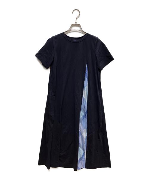 BLUE LABEL CRESTBRIDGE（ブルーレーベルクレストブリッジ）BLUE LABEL CRESTBRIDGE (ブルーレーベルクレストブリッジ) 天竺パーシャルチェックドレス ネイビー サイズ:36の古着・服飾アイテム