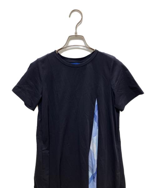 BLUE LABEL CRESTBRIDGE（ブルーレーベルクレストブリッジ）BLUE LABEL CRESTBRIDGE (ブルーレーベルクレストブリッジ) 天竺パーシャルチェックドレス ネイビー サイズ:36の古着・服飾アイテム