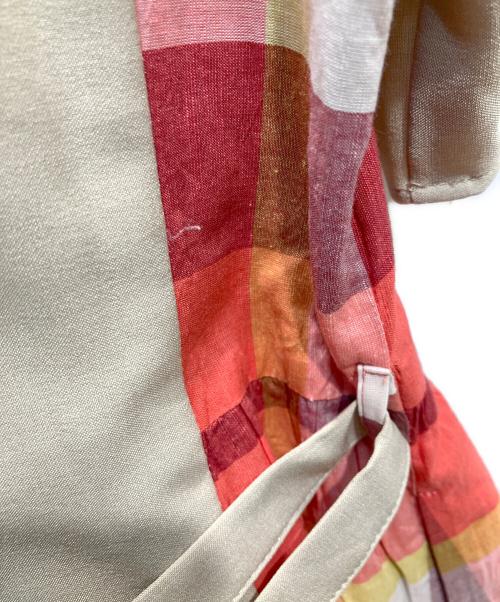 BLUE LABEL CRESTBRIDGE（ブルーレーベルクレストブリッジ）BLUE LABEL CRESTBRIDGE (ブルーレーベルクレストブリッジ) ウェザーストレッチチェックコンビドレス ベージュ サイズ:36の古着・服飾アイテム