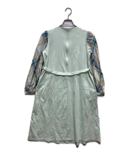 BLUE LABEL CRESTBRIDGE（ブルーレーベルクレストブリッジ）BLUE LABEL CRESTBRIDGE (ブルーレーベルクレストブリッジ) コンパクトライトポンチサックドレス 黄緑 サイズ:36の古着・服飾アイテム