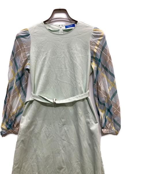 BLUE LABEL CRESTBRIDGE（ブルーレーベルクレストブリッジ）BLUE LABEL CRESTBRIDGE (ブルーレーベルクレストブリッジ) コンパクトライトポンチサックドレス 黄緑 サイズ:36の古着・服飾アイテム