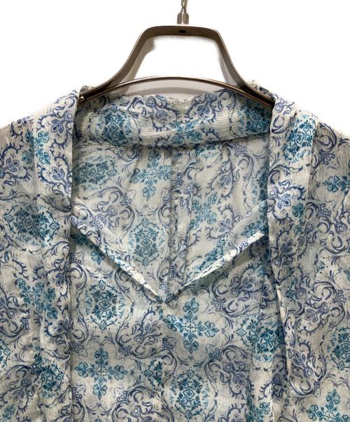 stola.（ストラ）stola. (ストラ) プリントボウタイブラウス ブルー サイズ:36の古着・服飾アイテム