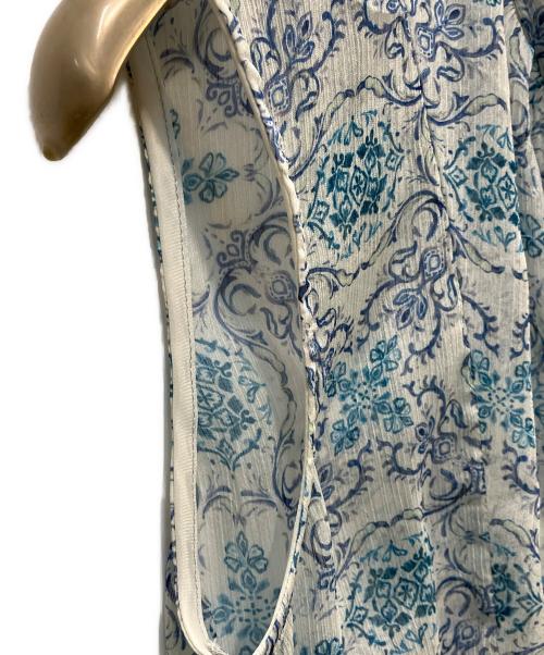 stola.（ストラ）stola. (ストラ) プリントボウタイブラウス ブルー サイズ:36の古着・服飾アイテム