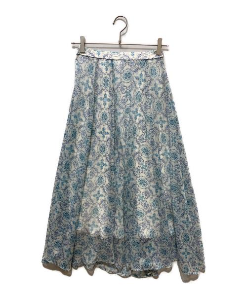 stola.（ストラ）stola. (ストラ) プリントボリュームスカート ブルー サイズ:34の古着・服飾アイテム