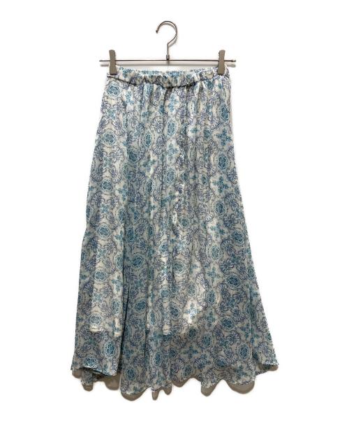 stola.（ストラ）stola. (ストラ) プリントボリュームスカート ブルー サイズ:34の古着・服飾アイテム