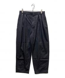 LE（エルイー）の古着「WIDE 2TUCK WOOL PANTS」｜ダークグレー