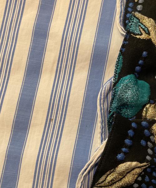 PRADA（プラダ）PRADA (プラダ) ストライプデザインフリルシャツ ブルー×ホワイト サイズ:42の古着・服飾アイテム