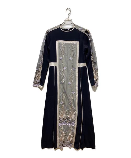 MURRAL（ミューラル）MURRAL (ミューラル) Framed flower lace dress ネイビー サイズ:2の古着・服飾アイテム