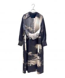 MURRAL（ミューラル）の古着「Printed Cape belt dress」｜ブラック