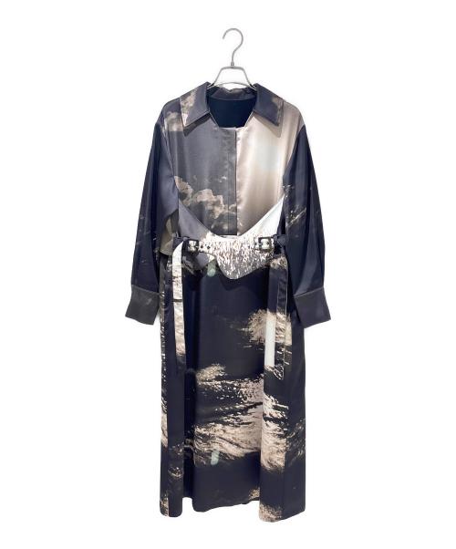 MURRAL（ミューラル）MURRAL (ミューラル) Printed Cape belt dress ブラック サイズ:2の古着・服飾アイテム