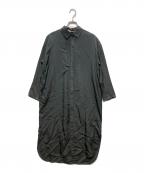 evam evaエヴァムエヴァ）の古着「cupro silk shirts one piece」｜ダークグレー