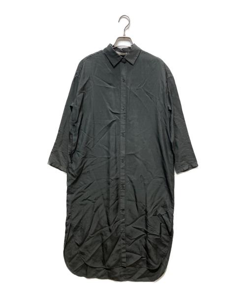 evam eva（エヴァムエヴァ）evam eva (エヴァムエヴァ) cupro silk shirts one piece ダークグレー サイズ:1の古着・服飾アイテム