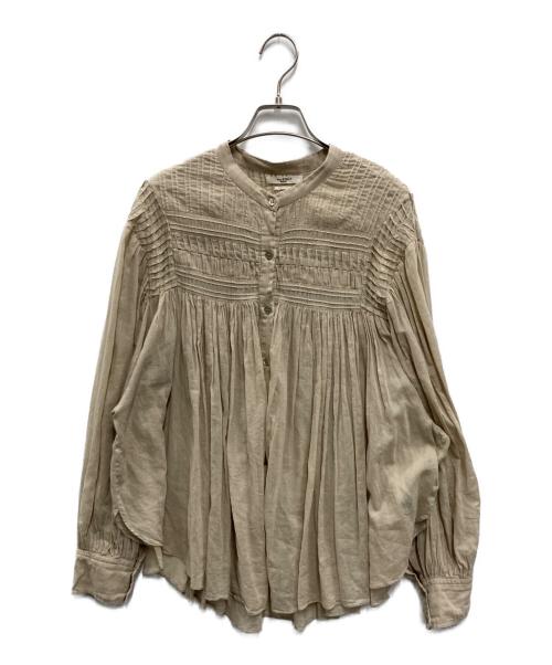 ISABEL MARANT ETOILE（イザベルマランエトワール）ISABEL MARANT ETOILE (イザベルマランエトワール) コットンボイルバンドカラーギャザーブラウス ベージュ サイズ:SIZE 36の古着・服飾アイテム
