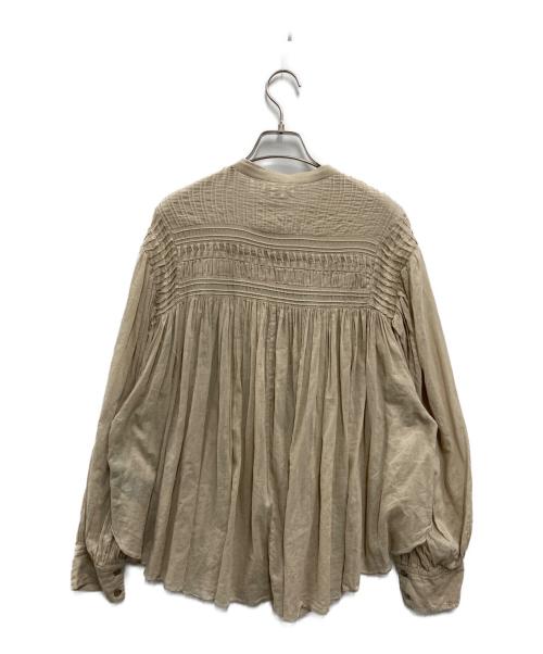 ISABEL MARANT ETOILE（イザベルマランエトワール）ISABEL MARANT ETOILE (イザベルマランエトワール) コットンボイルバンドカラーギャザーブラウス ベージュ サイズ:SIZE 36の古着・服飾アイテム